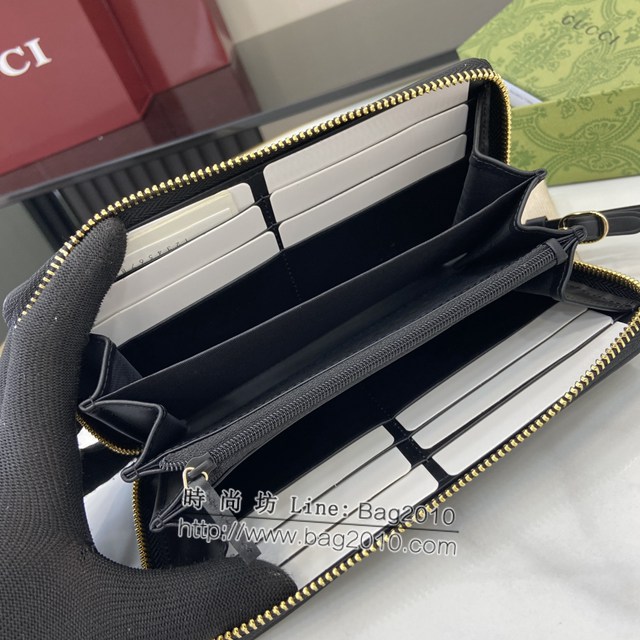 Gucci專櫃古馳最新款Emblem系列拉鏈長夾錢包 jh2402型號：821803